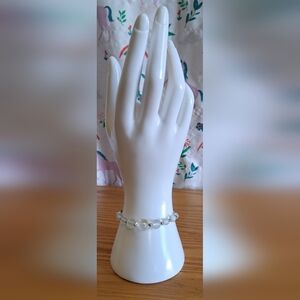 EUC Aurora Borealis Opalite Mermaid Glass & Silk Casual Boho Bracelet Jewelry